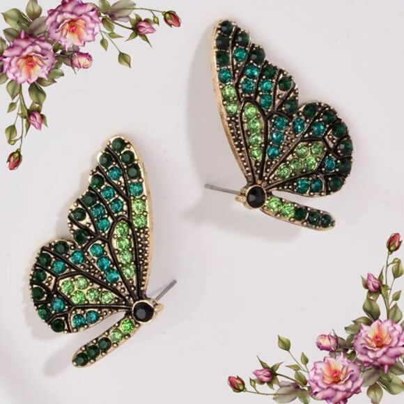 Rhinestone Butterfly Earrings - Picture 10 of 10